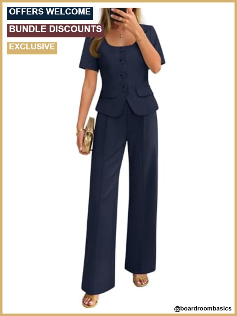 Women's Two Piece Suit Set Business Casual Blazer & Trousers Outfit